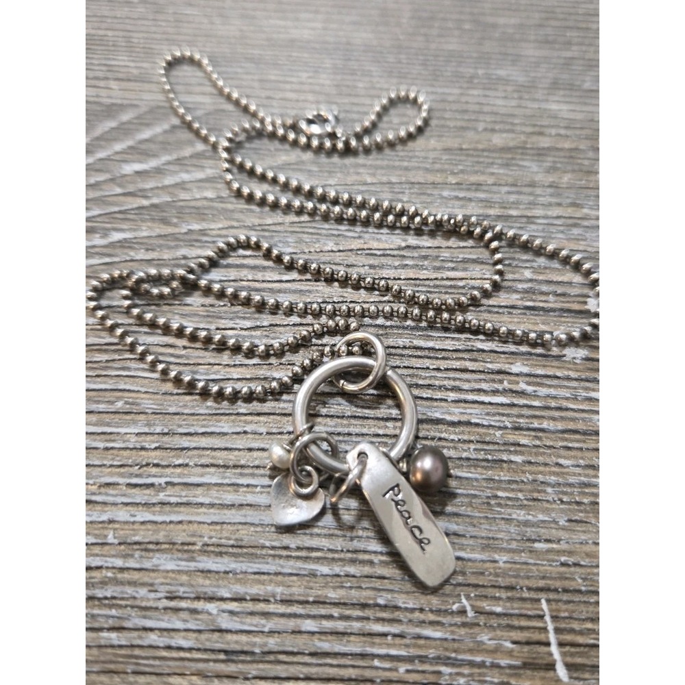 Sterling Silver 925 Peace Charm Necklace 16" By Far Fetched